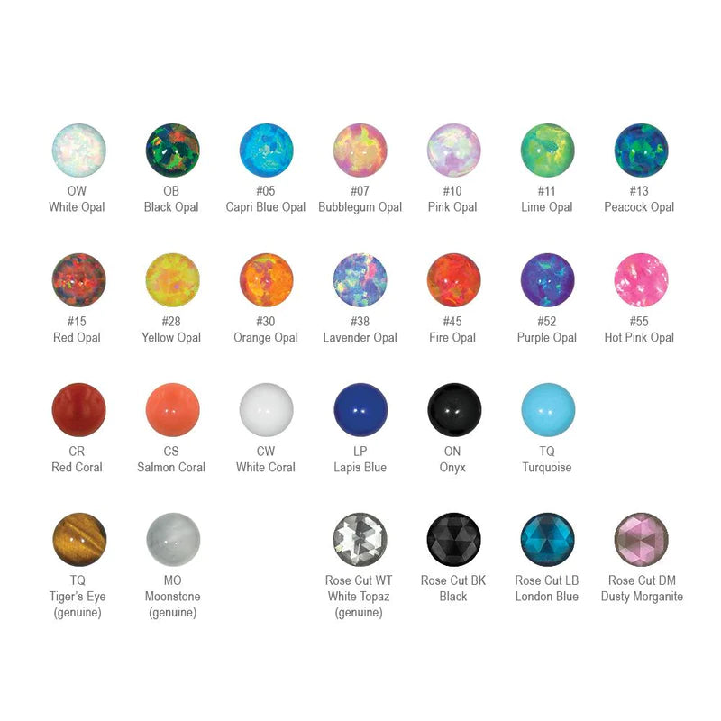 Neometal titanium 4mm threadless cabochon opal